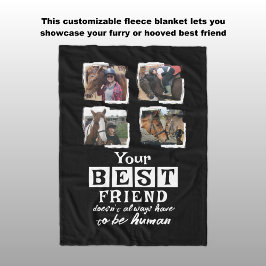 Couverture Polaire Amateur de cheval 4 photo meilleur ami noir blanc