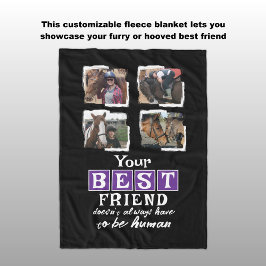 Couverture Polaire Amateur de cheval 4 photo meilleur ami noir violet