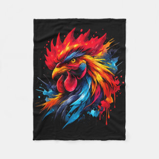 Couverture Polaire Amateur de combat de coq vintage peint _