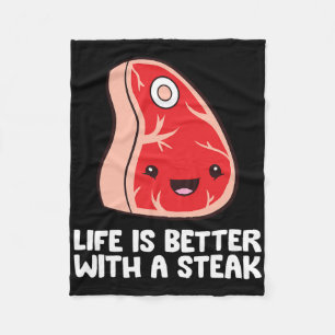 Couverture Polaire Amateur De Steak BBQ Grillade La Vie Est Mieux Ave
