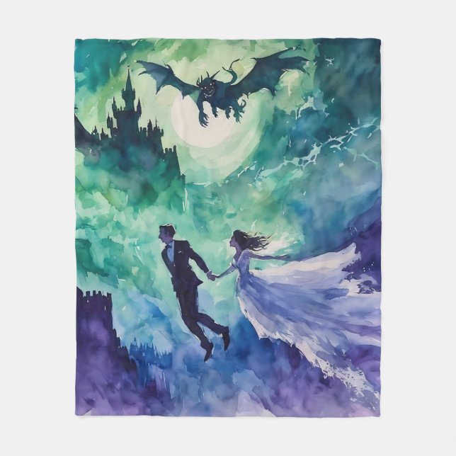 Couverture Polaire Amateurs de vol - Peinture aquarelle (Devant)