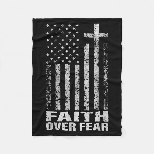 Couverture Polaire America Pride Us Flag Faith Over Fear Christian Bi (Devant)