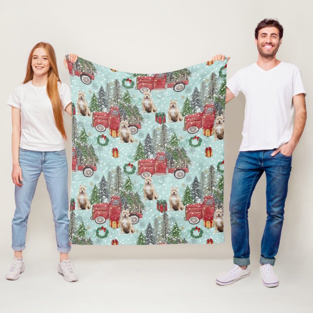 Couverture Polaire American bully dog Red Christmas Truck Festive (En situation)