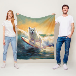 Couverture Polaire American Eskimo Beach Surf Peinture