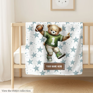 Couverture Polaire American Football Teddy Blanche avec nom personnal