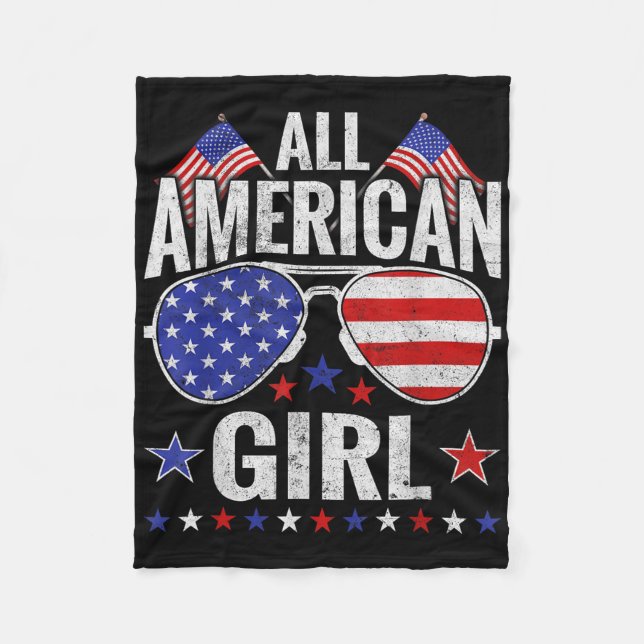 Couverture Polaire American Girls Sungles Famille Patriotique 4 Juil (Devant)