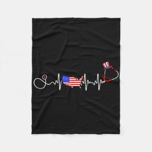 Couverture Polaire American Nurse 4 juillet Usa Drapeau Carte Patriot