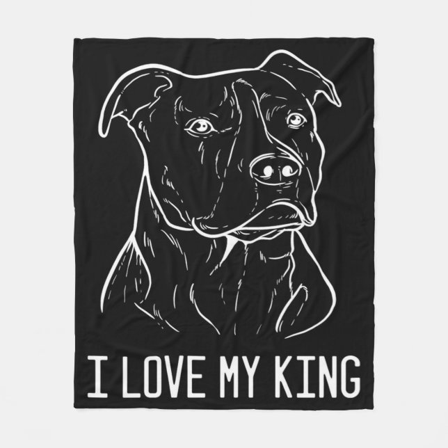 Couverture Polaire American Pitbull Terrier, j'aime mon roi (Devant)