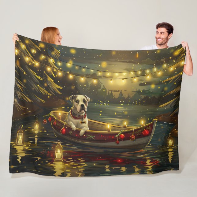 Couverture Polaire American Staffordshire Noël Festival Voyage (En situation)