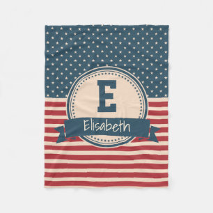 Couverture Polaire American stars rayonne drapeau patriotique monogra
