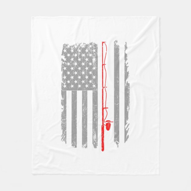 Couverture Polaire American US Flag Fishing Rod Fishing Angler Fishin (Devant)