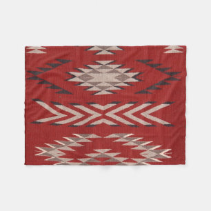 Couverture Polaire Amérindien Motif rouge du sud-ouest