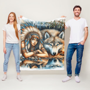 Couverture Polaire Amérindienne et son compagnon de loup