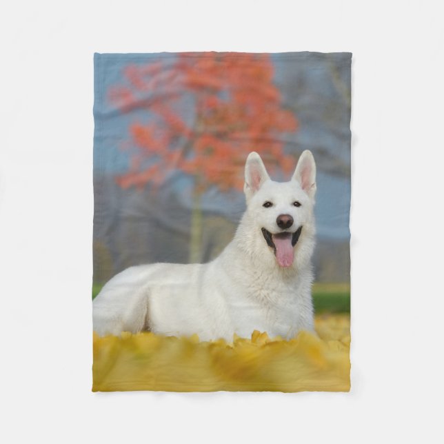 Couverture Polaire Ami velu mignon de berger de photo suisse blanche (Devant)