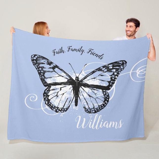Couverture Polaire Amis inspirés de famille de foi de papillon bleus (En situation)