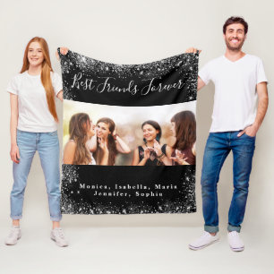 Couverture Polaire Amis pour toujours noir argent photo parties scint