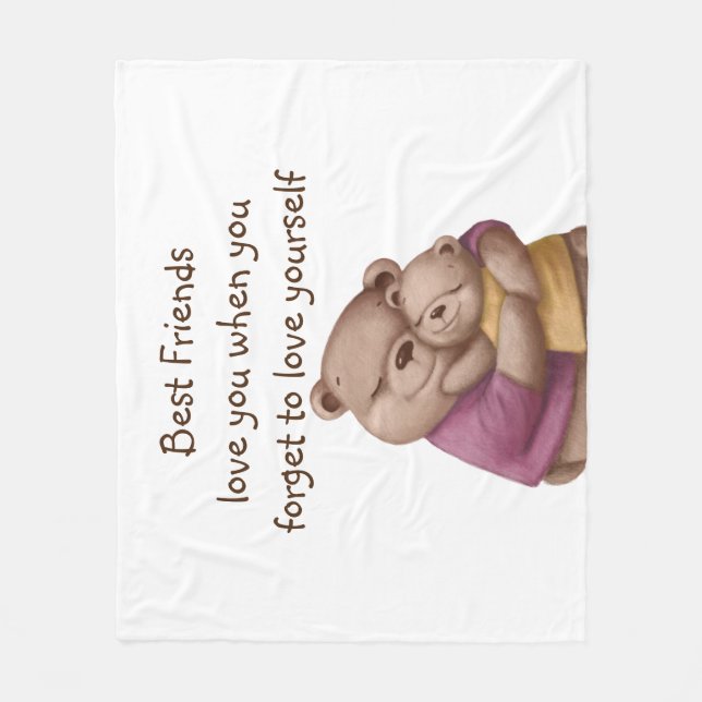 Couverture Polaire Amitié Teddy Ours Aimez-vous Inspiration (Devant)