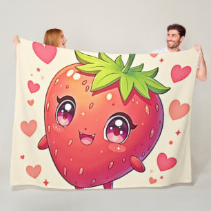 Couverture Polaire Amour aux fraises adorable