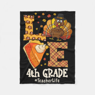Couverture Polaire Amour de Thanksgiving Enseignant de 4e année Dinde