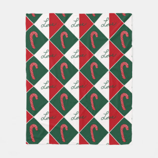 Couverture Polaire Amour et Canne de Bonbon