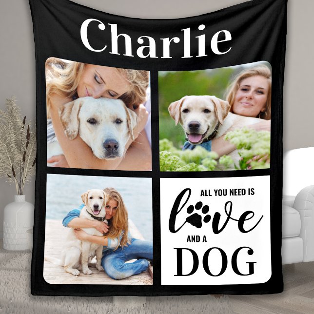 Couverture Polaire Amour Et Chien Personnalisé 3 Animaux De Compagnie (Créateur téléchargé)