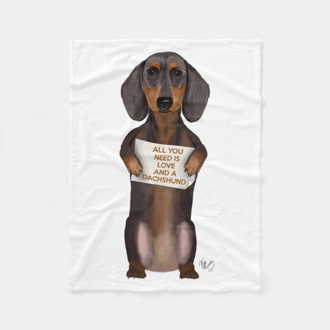 Couverture Polaire Amour et Dachshund (Devant)