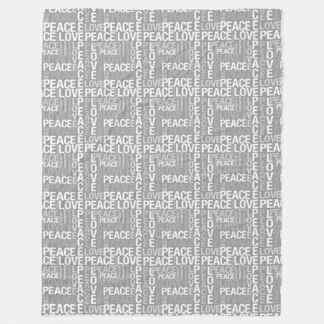Couverture Polaire Amour gris et blanc de paix (Devant)