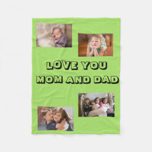 Couverture Polaire Amour Maman Papa 4 photos Sans Serif Police