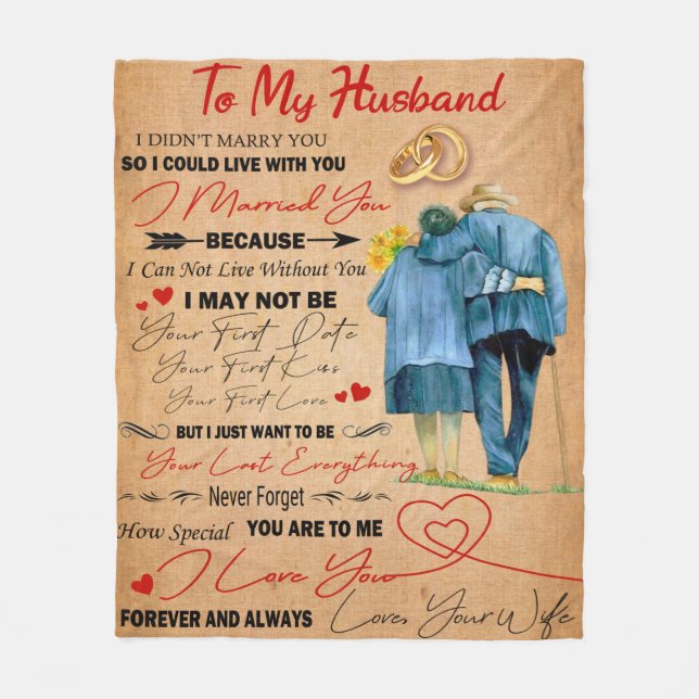 Couverture Polaire Amour Mari | Lettre À Mon Mari Je T'Aime (Devant)