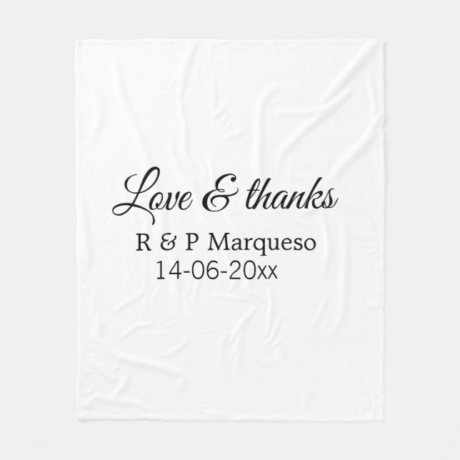Couverture Polaire Amour & merci ajouter nom du couple mariage ajoute (Devant)