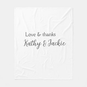 Couverture Polaire Amour & merci nom du couple mariage simple minimal