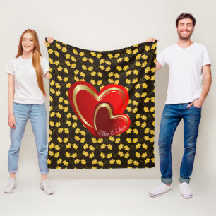 Couverture Polaire Amour moderne Coeurs rouges Cadeau Mariage personn