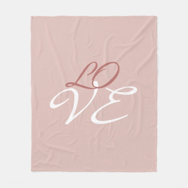 Couverture Polaire Amour Rose Or Couleur Calligraphie Script (Devant)