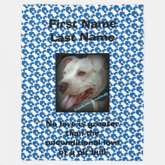 Couverture Polaire Amour sans conditions d'un pitbull (personnalisé)