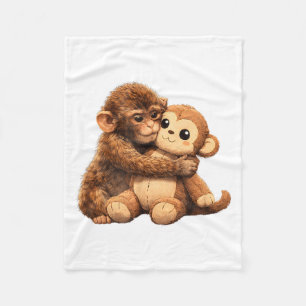 Couverture Polaire Amoureux de singe Kawaii Bébé singe mignon coup de
