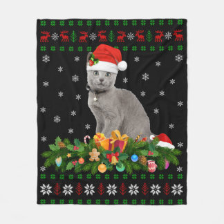 Couverture Polaire Amoureux des animaux de chat Santa Hat Vilain Russ