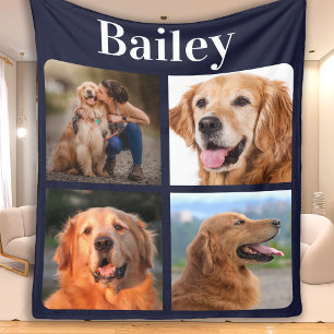 Couverture Polaire Amoureux des chiens Personnalisé 4 Photo Collage M