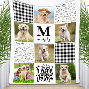 Couverture Polaire Amoureux des chiens Personnalisé Photo Collage Uni