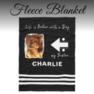 Couverture Polaire Amoureux des chiens photo nom noir