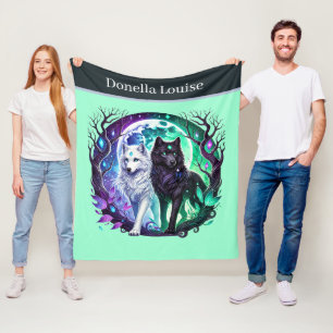 Couverture Polaire Amoureux des loups mignons ajoutez nom 