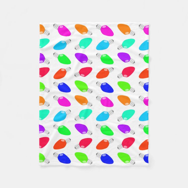 Couverture Polaire Ampoules de fête mignonnes et colorées de Noël (Devant)