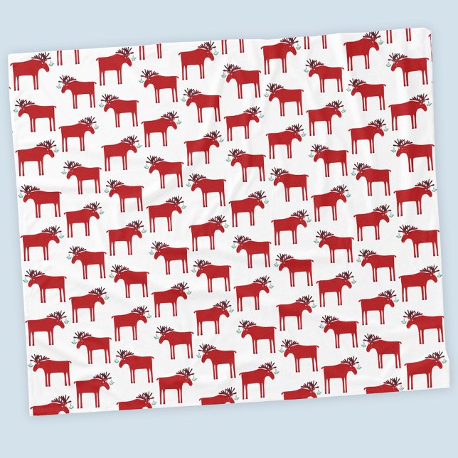 Couverture Polaire Amusant Moose Rouge et Blanc vacances (Funny moose or elk holiday fleece blanket)