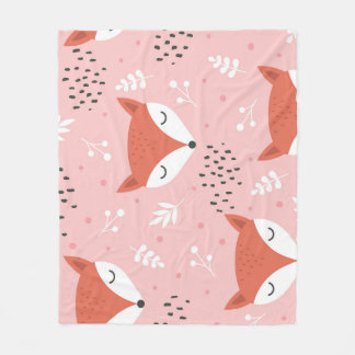 Couverture Polaire Amusement Fox : Motif de forêt mignon