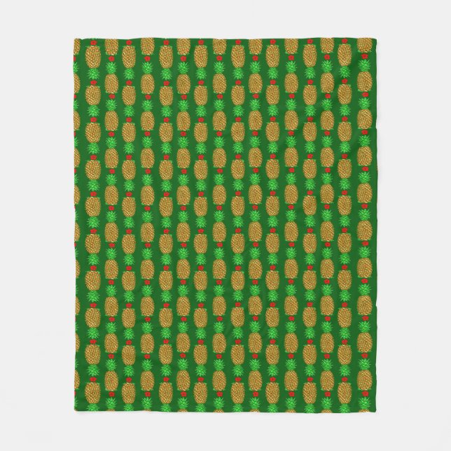 Couverture Polaire Ananas de Noël Tropical Noël chaud Noël Gre (Devant)