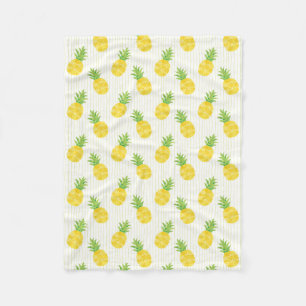 Couverture Polaire Ananas et rayures tropicaux