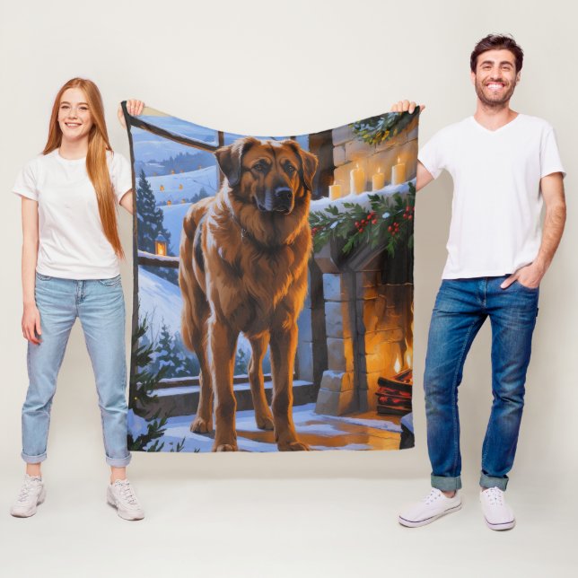 Couverture Polaire Anatolian Shepherd With Christmas Lights Holiday (En situation)