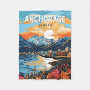 Couverture Polaire Anchorage Alaska Voyage Art Vintage