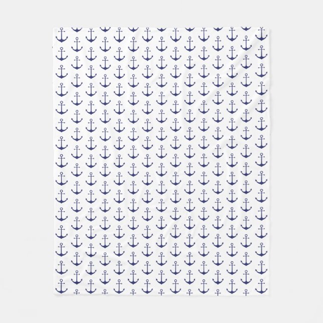 Couverture Polaire Ancrage bleu marine marine motif moderne (Devant)