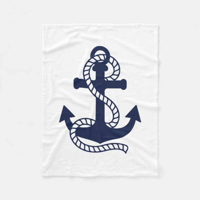 Couverture Polaire Ancre bleue marine {choisissez votre couleur} (Devant)