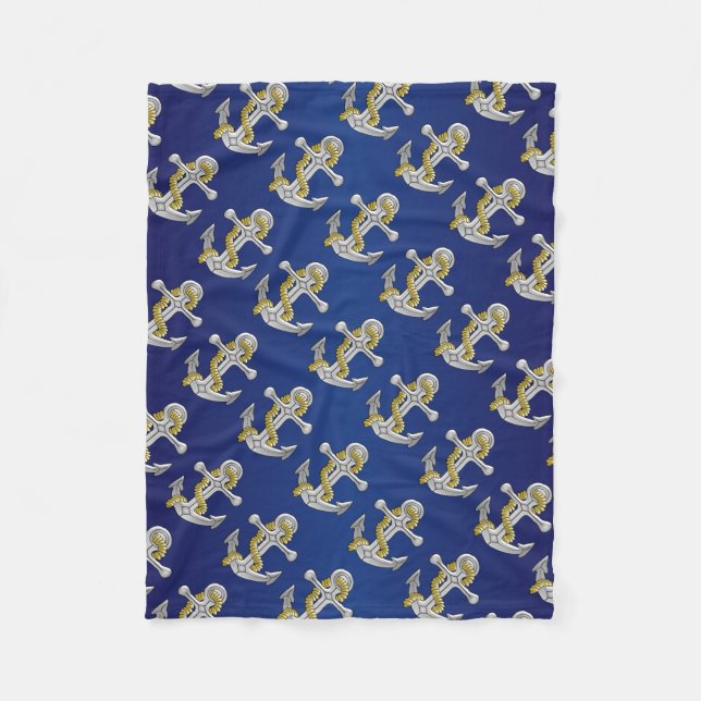 Couverture Polaire Ancre Design bleu marine (Devant)